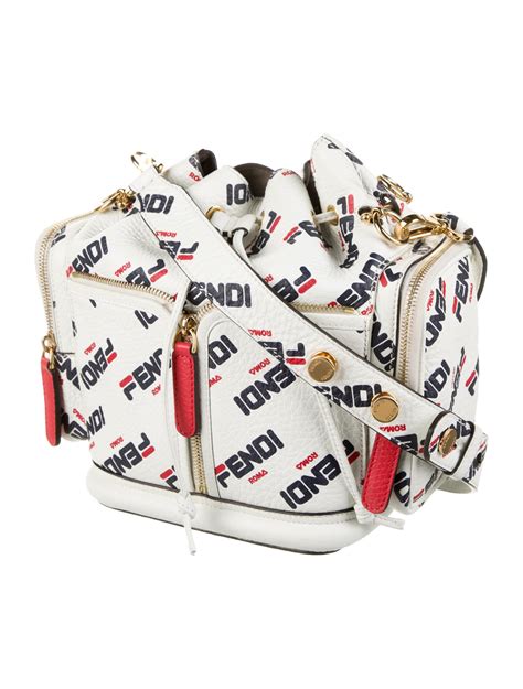 fendi 8bt301 a5p6 f0qvl|Fendi X Fila Mon Tresor Mania Logo Bucket Bag In White.